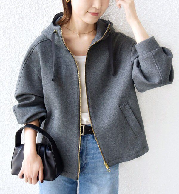 SHIPS for women「【WEB限定】〈手洗い可能〉ダンボール ダブルジップ フーディー 2」|パーカー|ダークグレー
