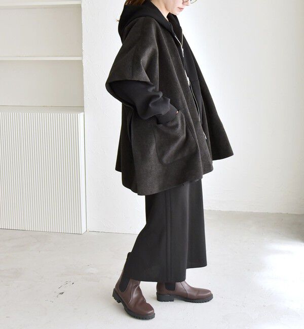 quaranciel「quaranciel: ダブル パイル ニット ショート ポンチョ コート」|その他|