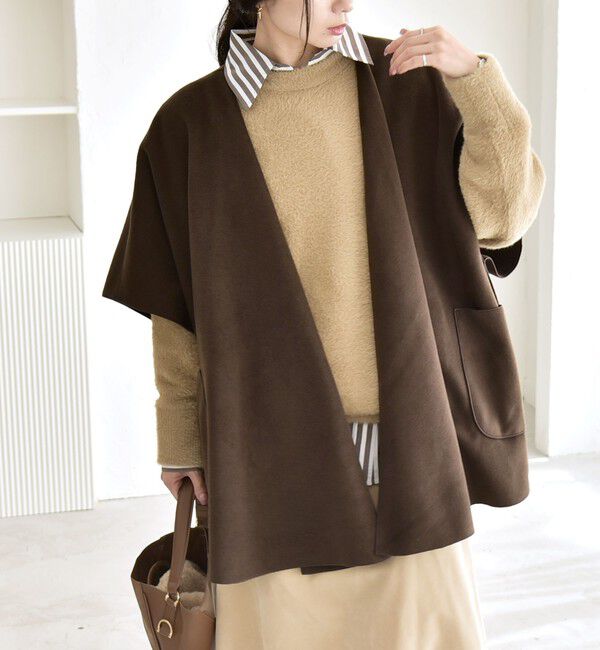 quaranciel「quaranciel: ダブル パイル ニット ショート ポンチョ コート」|その他|