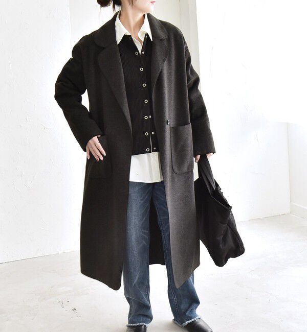 quaranciel「quaranciel: ダブル パイル ニット ロング チェスター コート」|チェスターコート|