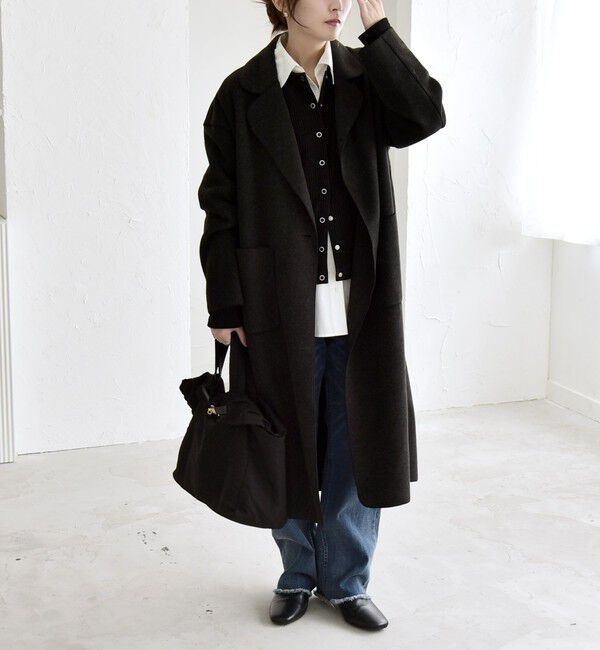 quaranciel「quaranciel: ダブル パイル ニット ロング チェスター コート」|チェスターコート|