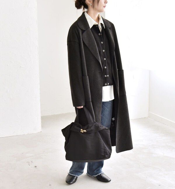 quaranciel「quaranciel: ダブル パイル ニット ロング チェスター コート」|チェスターコート|