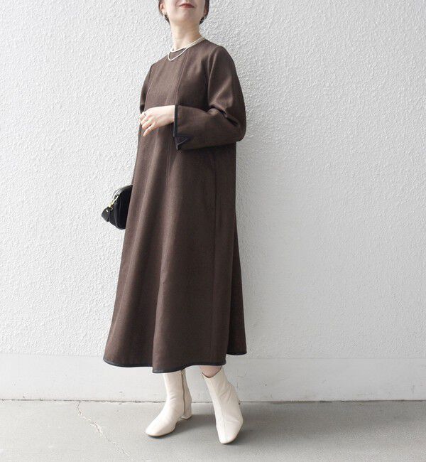 SHIPS any「SHIPS any: ヘリンボーン パイピング フレア ワンピース」|ワンピース|