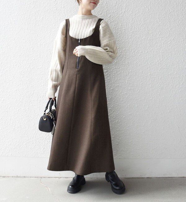 SHIPS any「SHIPS any: ヘリンボーン パイピング フレア ジャンパースカート」|ワンピース|