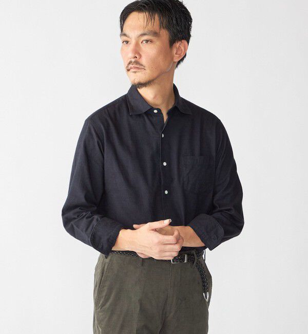 SHIPS「SHIPS:  ワイドカラー ネル シャツ」|シャツ・ブラウス|ネイビー