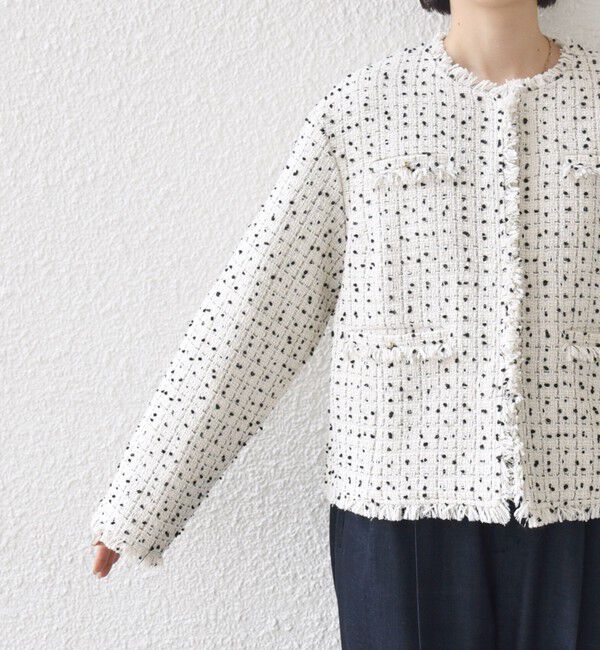 SHIPS for women「【SHIPS別注】troisiemeCHACO: ツイード ジャケット（セレモニー対応可）」|ノーカラージャケット|