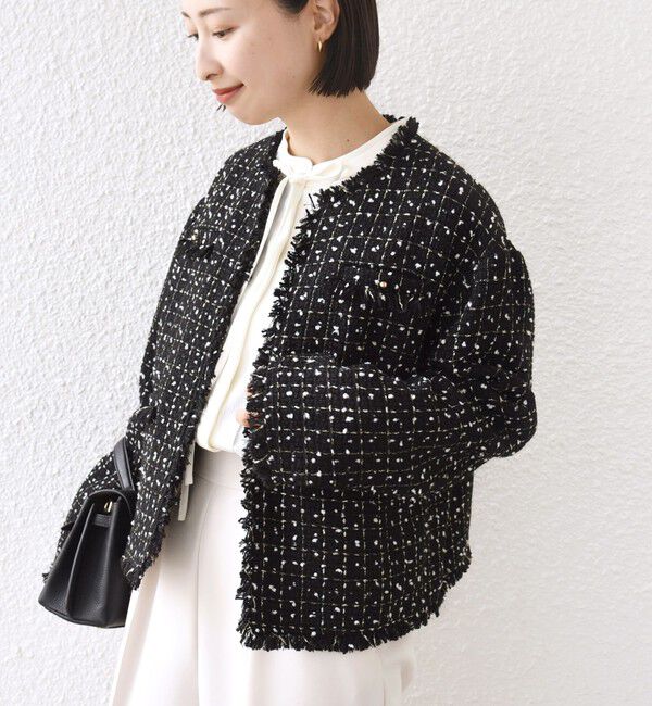 SHIPS for women「【SHIPS別注】troisiemeCHACO: ツイード ジャケット（セレモニー対応可）」|ノーカラージャケット|