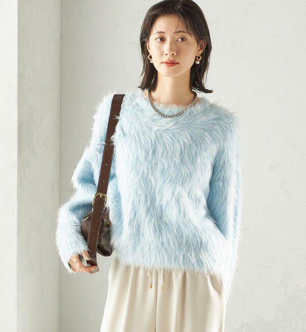 SHIPS for women「〈手洗い可能〉シャギー ファー クルーネック プルオーバー」|ニット・セーター|