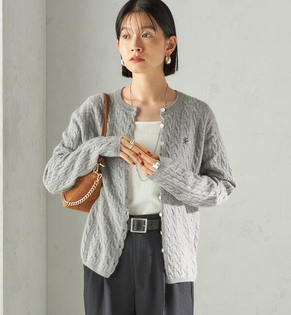 SHIPS for women「カシミヤ 細 ケーブル クルーネック カーディガン」|カーディガン|