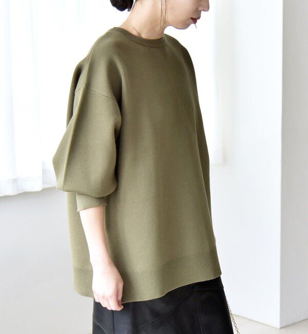 quaranciel「quaranciel:〈手洗い可能〉ダブルフェイス パールモチーフ ワイド ニット プルオーバー」|ニット・セーター|