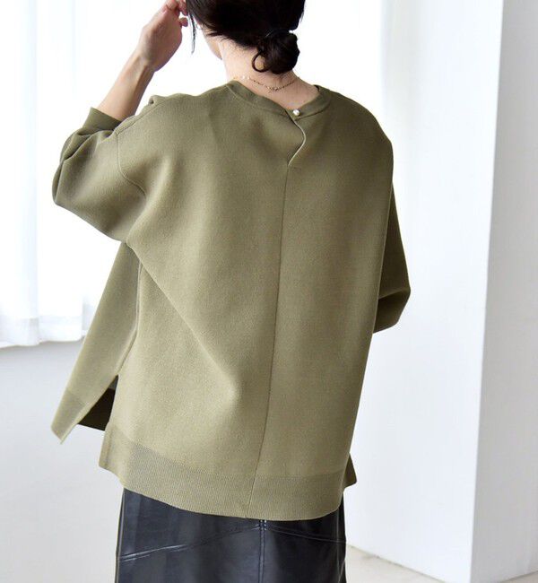 quaranciel「quaranciel:〈手洗い可能〉ダブルフェイス パールモチーフ ワイド ニット プルオーバー」|ニット・セーター|