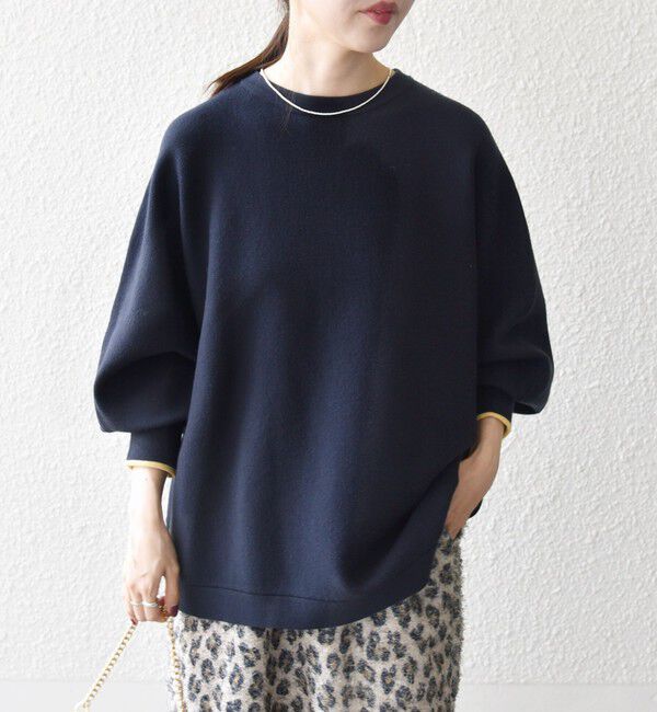 SHIPS any「SHIPS any:〈手洗い可能〉ダブルフェイス ボリュームスリーブ ニット プルオーバー」|ニット・セーター|