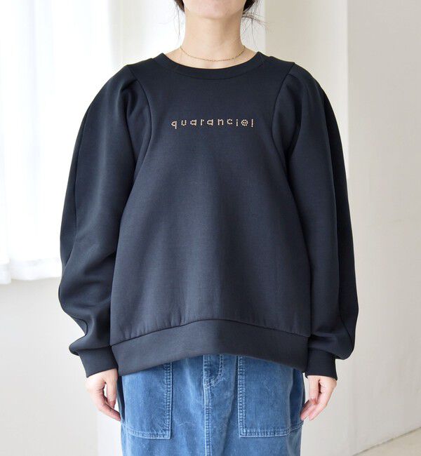 quaranciel「quaranciel:〈洗濯機可能〉スタッズ ロゴ ダンボール スウェット プルオーバー」|スウェット・ジャージ|