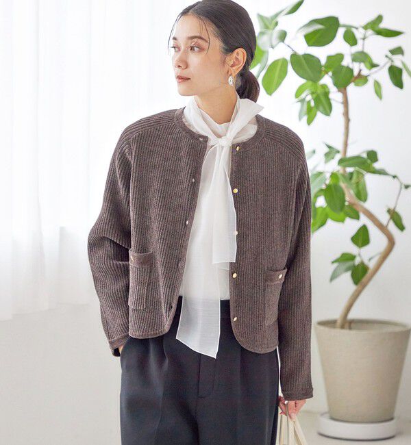 SHIPS for women「〈手洗い可能〉モール リブ クルーネック カーディガン」|カーディガン|