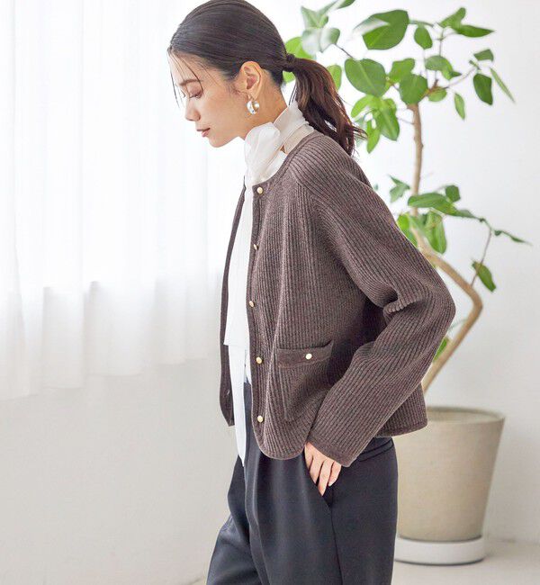 SHIPS for women「〈手洗い可能〉モール リブ クルーネック カーディガン」|カーディガン|