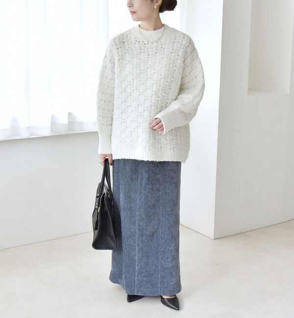 quaranciel「quaranciel:〈洗濯機可能〉ポリエステル ベロア Iライン イージー スカート」|スカート|