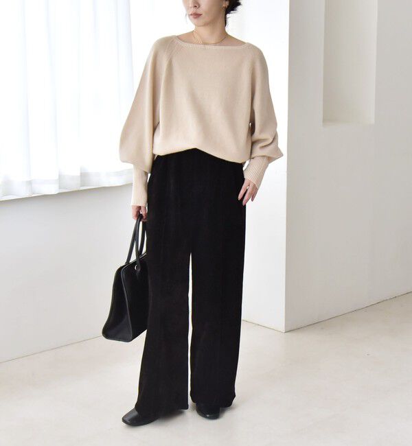 quaranciel「quaranciel:〈洗濯機可能〉ポリエステル ベロア ピンタック イージー ワイド パンツ」|その他|