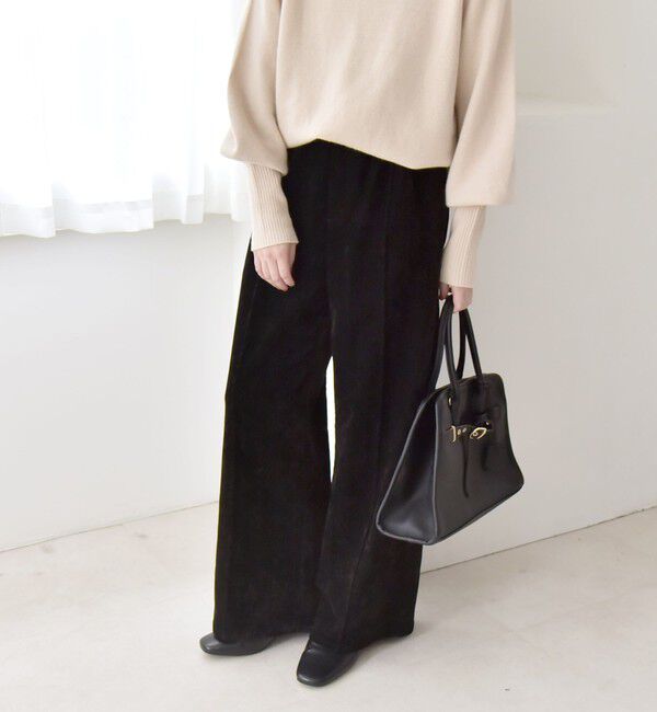 quaranciel「quaranciel:〈洗濯機可能〉ポリエステル ベロア ピンタック イージー ワイド パンツ」|その他|