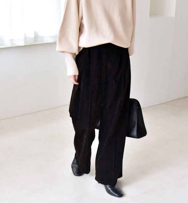 quaranciel「quaranciel:〈洗濯機可能〉ポリエステル ベロア ピンタック イージー ワイド パンツ」|その他|