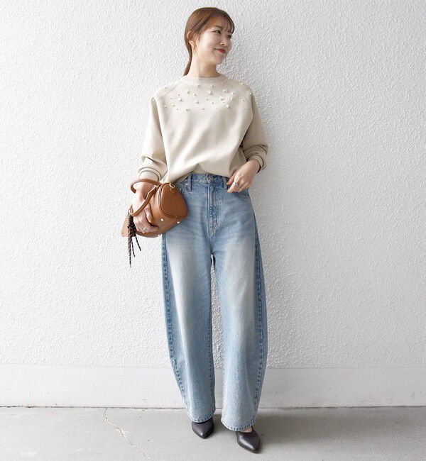 SHIPS any「SHIPS any:〈手洗い可能〉パールモチーフ ビジュー クルーネック ニット」|ニット・セーター|