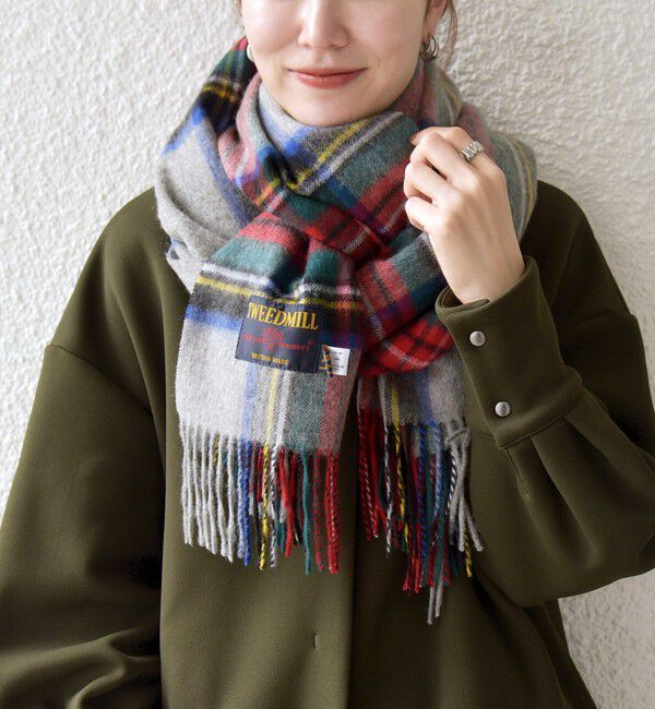 SHIPS any「TWEED MILL: チェック ウール ストール 25AW」|ストール|