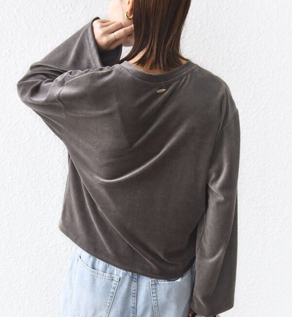 SHIPS for women「〈手洗い可能〉コットン ポリエステル ベロア ワイド スリーブ」|Tシャツ・カットソー|