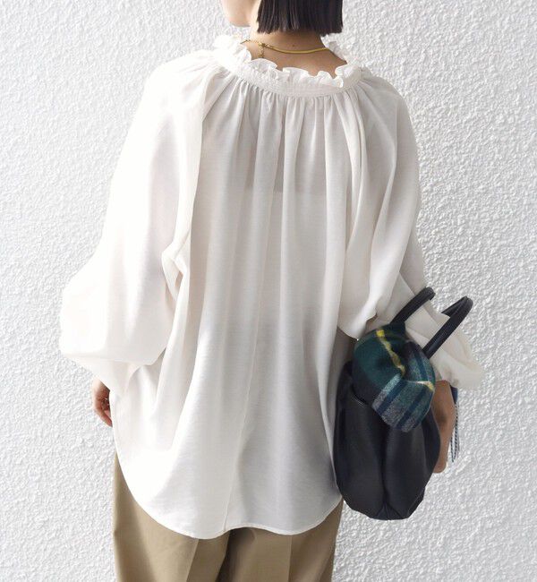 SHIPS for women「〈手洗い可能〉シアー タンブラー リボン デザイン 長袖 ブラウス」|シャツ・ブラウス|