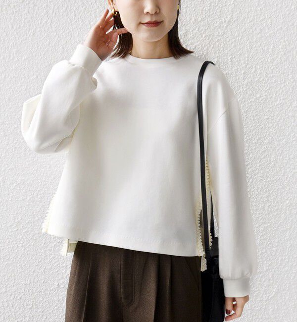 SHIPS for women「【WEB限定】〈手洗い可能〉サイド スリット フリル ダンボール カットソー」|Tシャツ・カットソー|