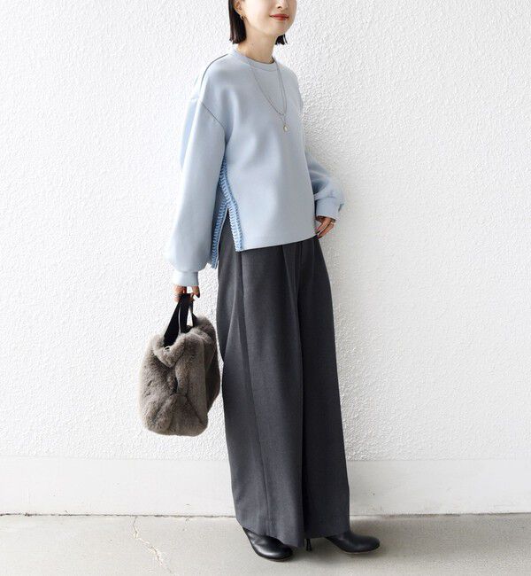 SHIPS for women「【WEB限定】〈手洗い可能〉サイド スリット フリル ダンボール カットソー」|Tシャツ・カットソー|