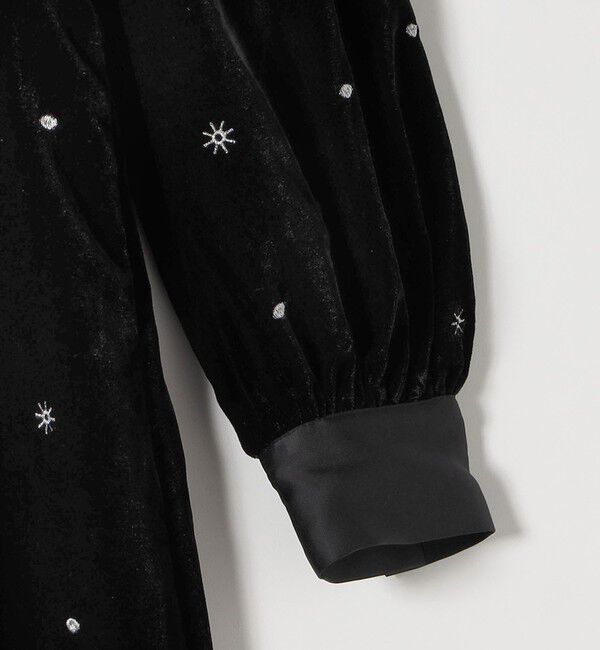 SHIPS any「SHIPS any:〈手洗い可能〉ポリエステル ベロア 刺繍 タック フレア ワンピース」|ワンピース|