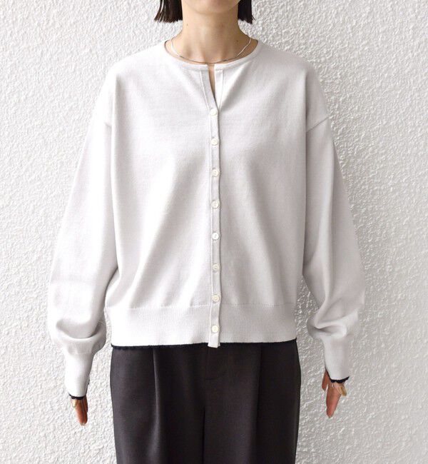 SHIPS for women「〈手洗い可能〉コットン カシミヤ混 スカラップヘム カーディガン」|カーディガン|