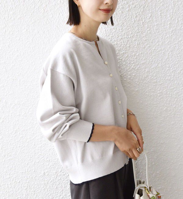 SHIPS for women「〈手洗い可能〉コットン カシミヤ混 スカラップヘム カーディガン」|カーディガン|