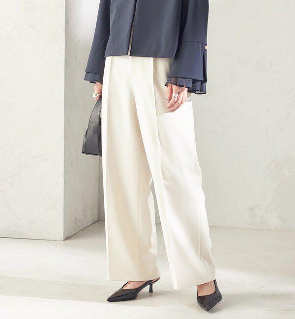 SHIPS for women「〈手洗い可能〉ダブル クロス セミ ワイド パンツ（セレモニー対応可）」|その他|