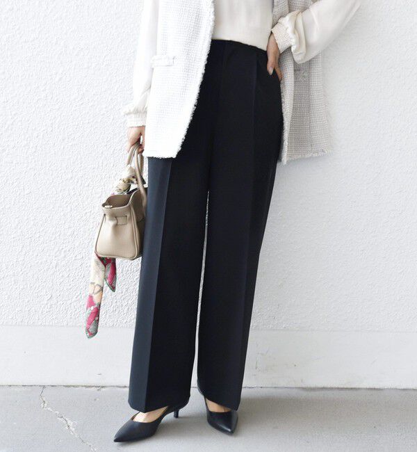 SHIPS for women「〈手洗い可能〉ダブル クロス セミ ワイド パンツ（セレモニー対応可）」|その他|
