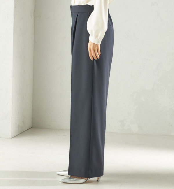 SHIPS for women「〈手洗い可能〉ダブル クロス セミ ワイド パンツ（セレモニー対応可）」|その他|