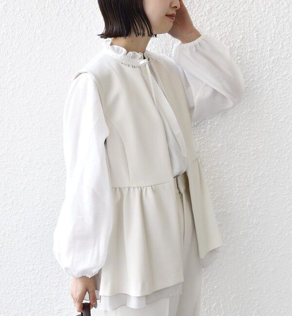 SHIPS for women「ダブル クロス レイヤード ペプラム ジレ（セレモニー対応可）」|ベスト・ジレ|