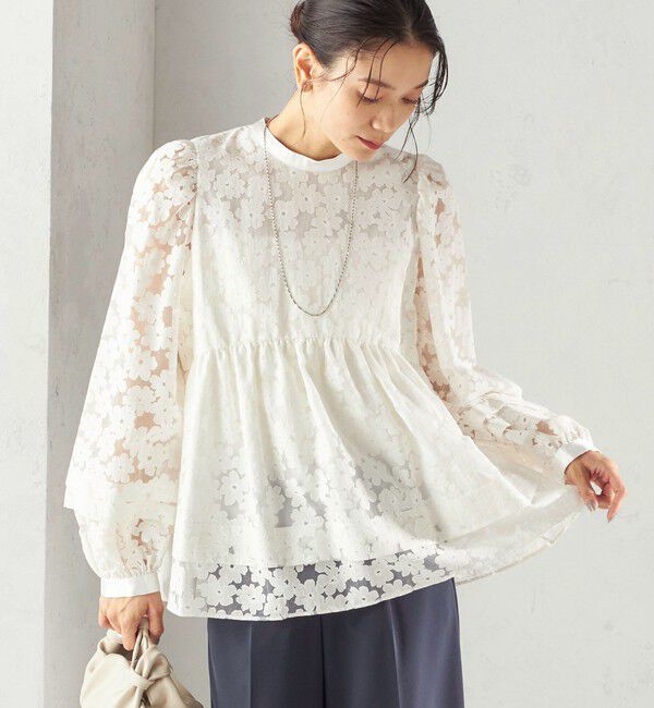 SHIPS for women「〈手洗い可能〉IPEKER オパール 加工 ブラウス（セレモニー対応可）」|シャツ・ブラウス|オフホワイト