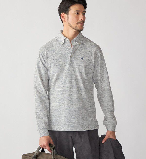 SHIPS「【WEB限定】SHIPS: リネンミックス カラーネップ ボタンダウン ロングスリーブ ポロシャツ」|ポロシャツ|