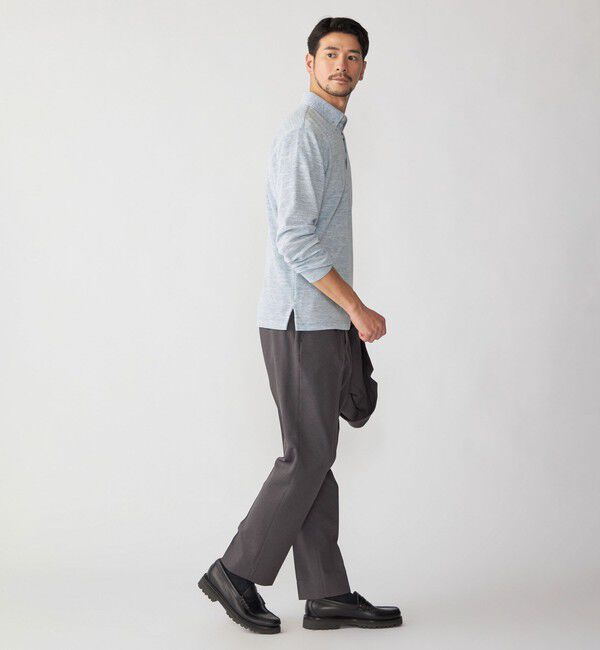 SHIPS「【WEB限定】SHIPS: リネンミックス カラーネップ ボタンダウン ロングスリーブ ポロシャツ」|ポロシャツ|