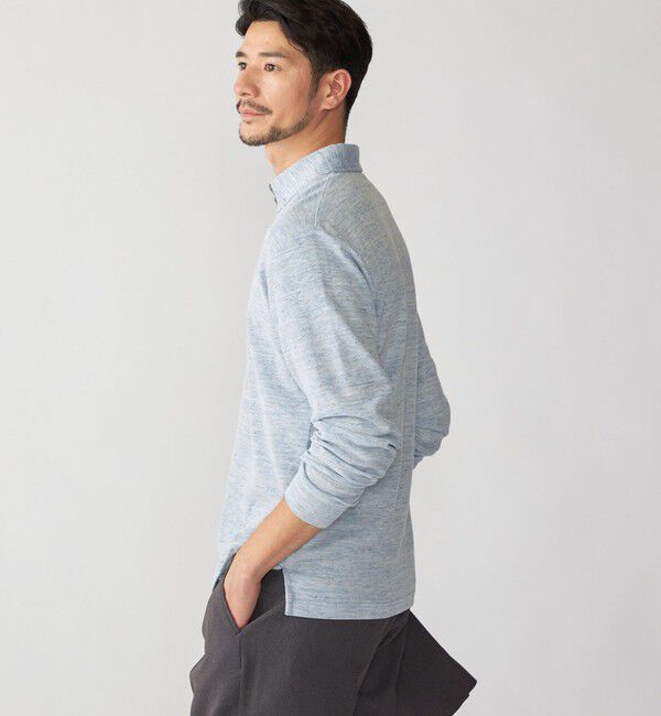 SHIPS「【WEB限定】SHIPS: リネンミックス カラーネップ ボタンダウン ロングスリーブ ポロシャツ」|ポロシャツ|