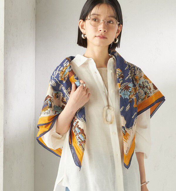 SHIPS for women「《一部追加予約》BINDU: スカーフ 100&times;100」|バンダナ・スカーフ|オレンジ