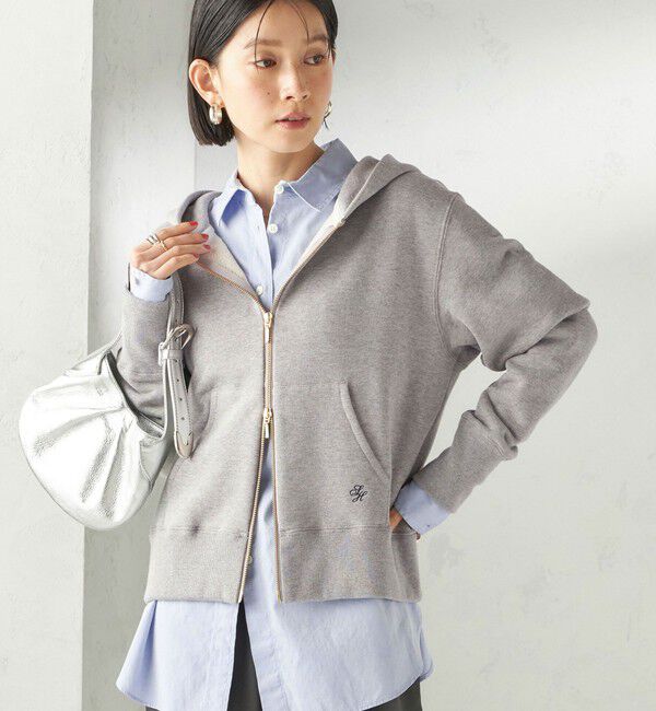 SHIPS for women「〈洗濯機可能〉AZUMA 裏毛 刺繍 ジップ アップ パーカ」|パーカー|グレー