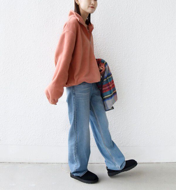 SHIPS for women「〈洗濯機可能〉フリース 裾 ドロスト ハーフ ジップ プルオーバー」|Tシャツ・カットソー|