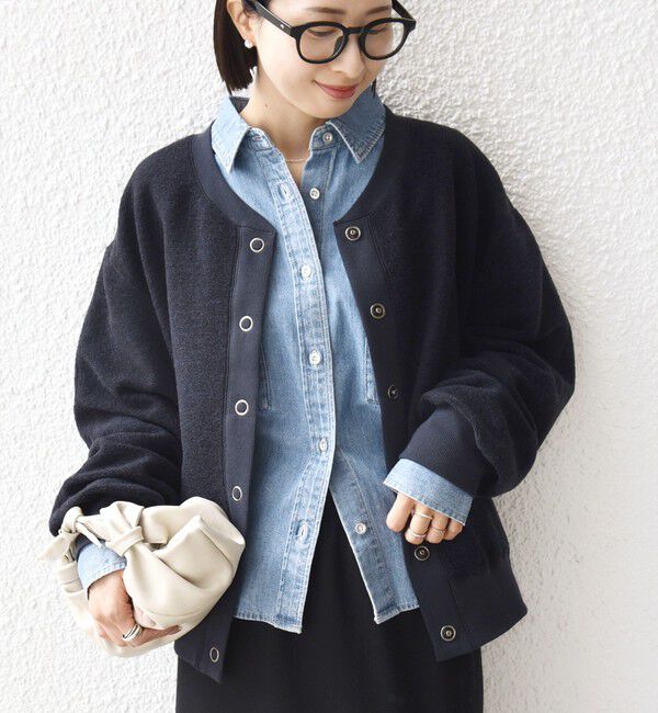SHIPS for women「〈手洗い可能〉スライバー スナップ ボタン カーディガン」|カーディガン|ネイビー