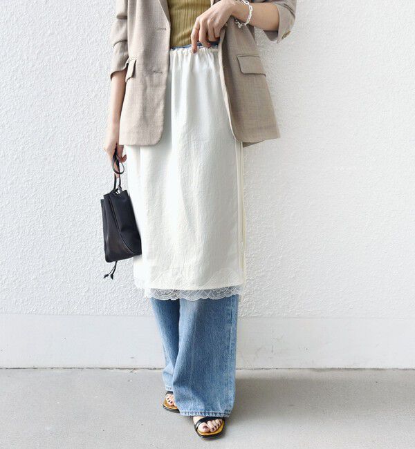 SHIPS for women「〈洗濯機可能〉ダル サテン 裾 レース スカート」|スカート|