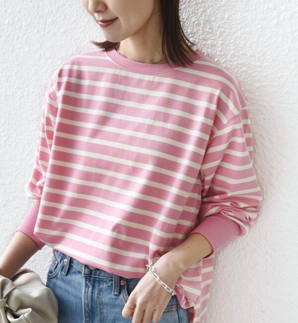 SHIPS for women「【SHIPS別注】TENNESSEE:〈洗濯機可能〉ワイド ボーダー TEE」|Tシャツ・カットソー|ピンク