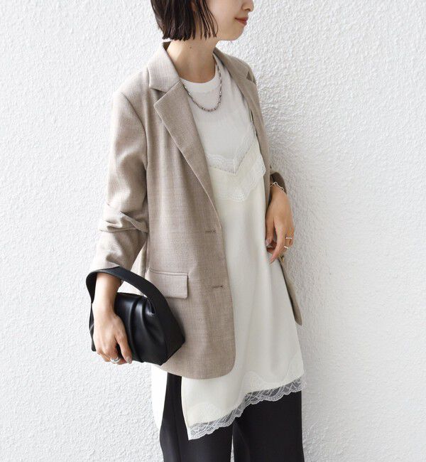 SHIPS for women「〈洗濯機可能〉ダル サテン レース スリット キャミソール」|キャミソール|