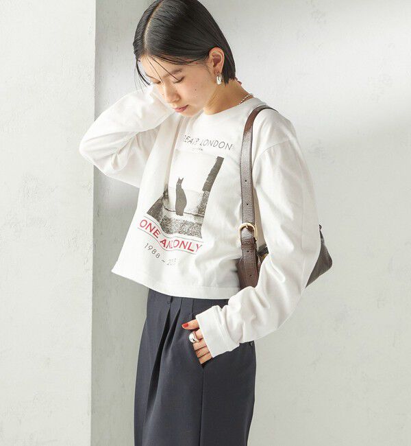 SHIPS for women「【SHIPS別注】Odub: フォト プリント クロップド ロングスリーブ TEE」|Tシャツ・カットソー|