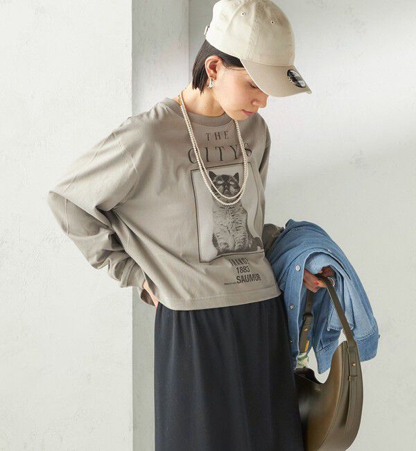 SHIPS for women「【SHIPS別注】Odub: フォト プリント クロップド ロングスリーブ TEE」|Tシャツ・カットソー|
