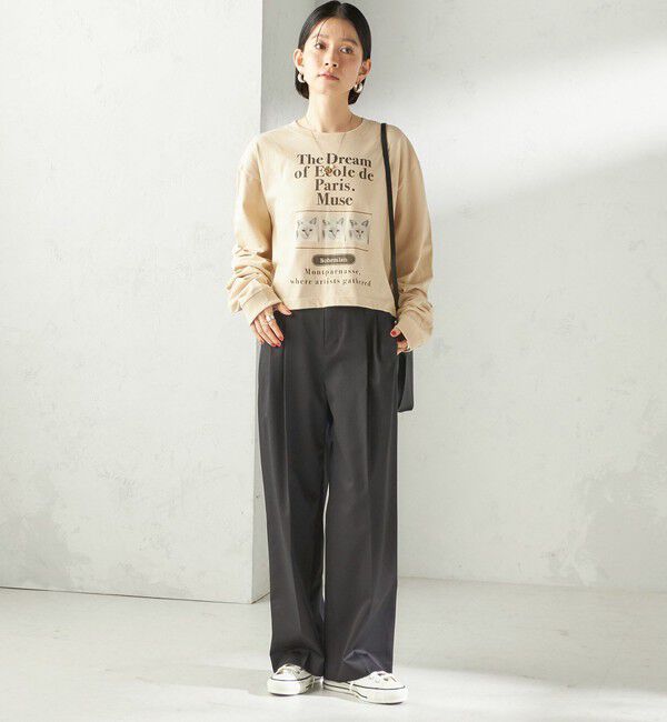 SHIPS for women「【SHIPS別注】Odub: フォト プリント クロップド ロングスリーブ TEE」|Tシャツ・カットソー|